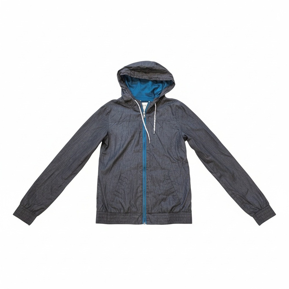 Zine Women's Charcoal Heathered Lightweight Hooded Windbreaker Jacket XS